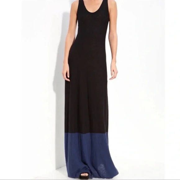 Vince Colorblock Black Navy Blue Maxi Tank Dress Size XS - Picture 2 of 8